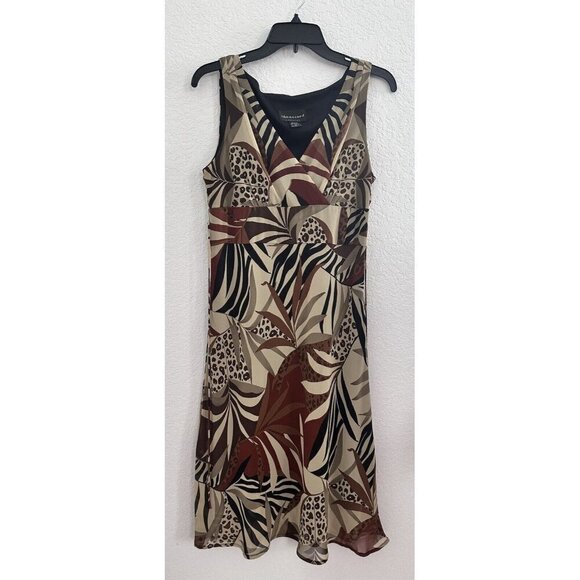 Connected Apparel Sleeveless Brown Empire Waist Floral Cottage Earthy Fall Sz 10 - Picture 1 of 5